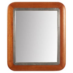 Swedish Designer, Wall Mirror, Stained Oak, Pewter, Sweden, 1940s