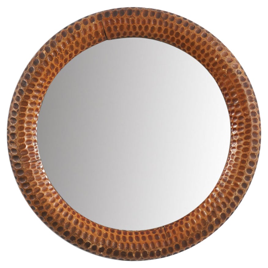 Swedish Designer, Wall Mirror, Carved and Stained Wood, Sweden, 1940s For Sale