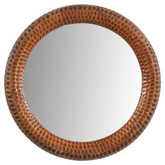 Vintage Swedish Designer, Wall Mirror, Carved and Stained Wood, Sweden, 1940s