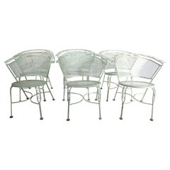 Set of Six Garden Patio Poolside Wrought Iron Chairs by Salterini