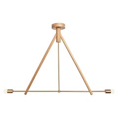 Workstead Lodge Chandelier Two in Natural Oak and Brass