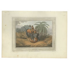 Antique Four Fine Hand-Colored Engravings Depicting the Use of Elephants in India, 1813