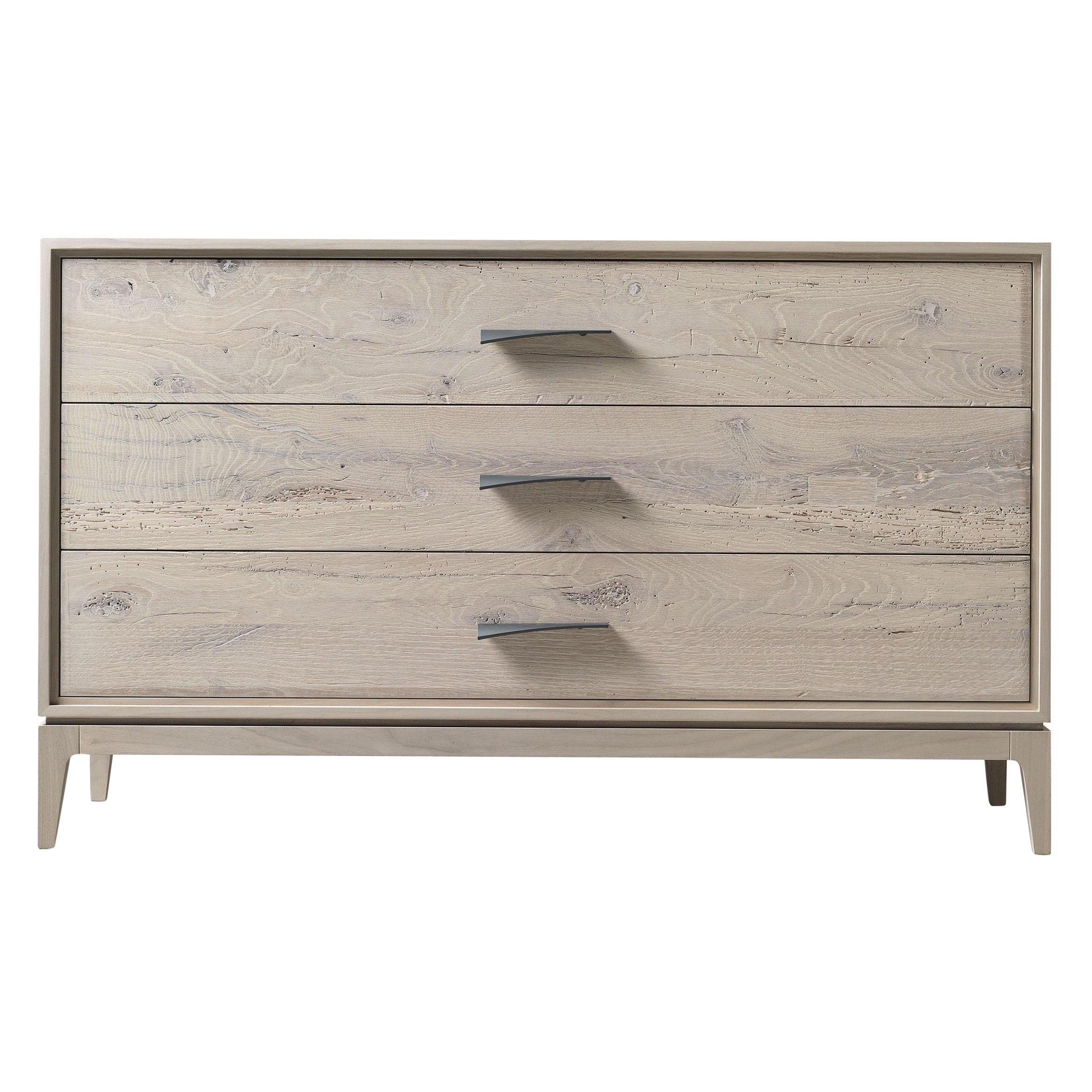 Velo Solid Wood Dresser, Walnut in Hand-Made Natural Grey Finish, Contemporary For Sale