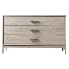 Velo Solid Wood Dresser, Walnut in Hand-Made Natural Grey Finish, Contemporary