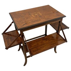 Table centrale inhabituelle et ancienne de qualité édouardienne en bois de rose incrusté