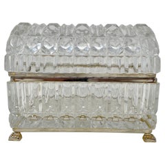 Estate French Cut Crystal Footed Jewel Box, circa 1940's