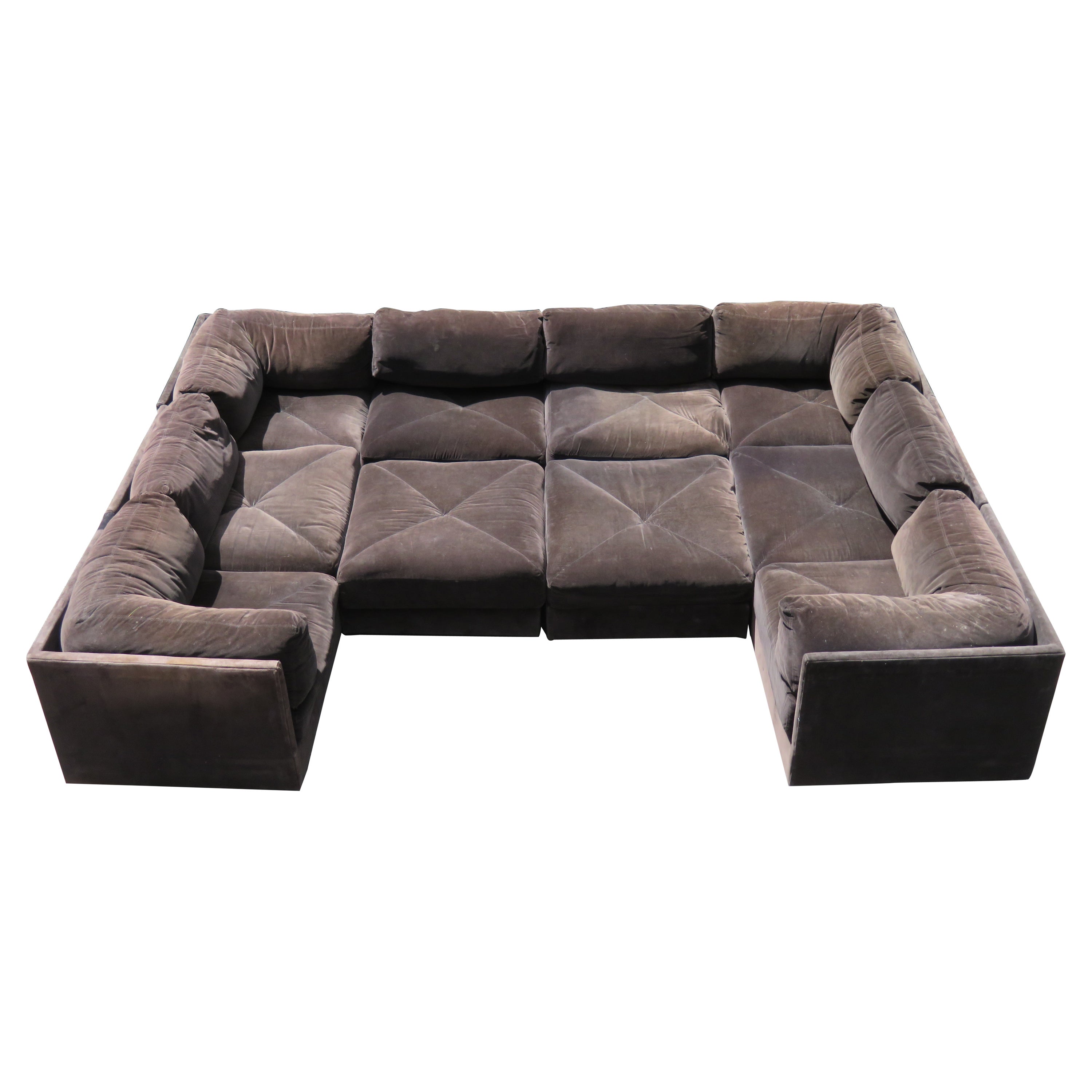 Wonderful 10 Piece Milo Baughman Style Cube Sectional Sofa Selig Mid-Century