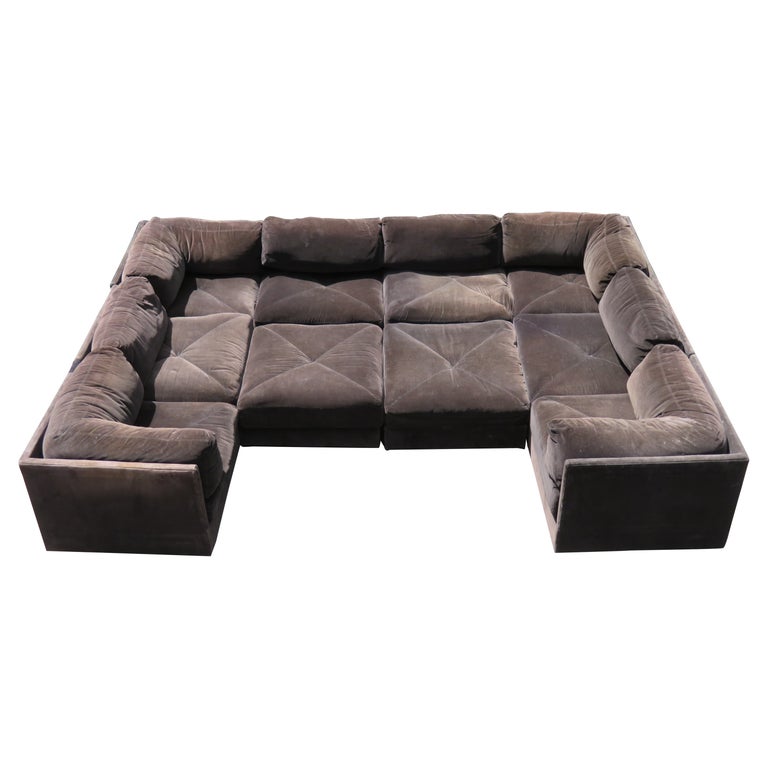 Wonderful 10 Piece Milo Baughman Style Cube Sectional Sofa Selig Mid-Century For Sale