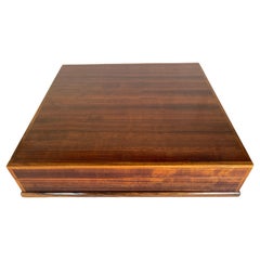 Large 1980's Dunhill Style Ribbon Mahogany Wood Humidor, Box with Brass Hinges