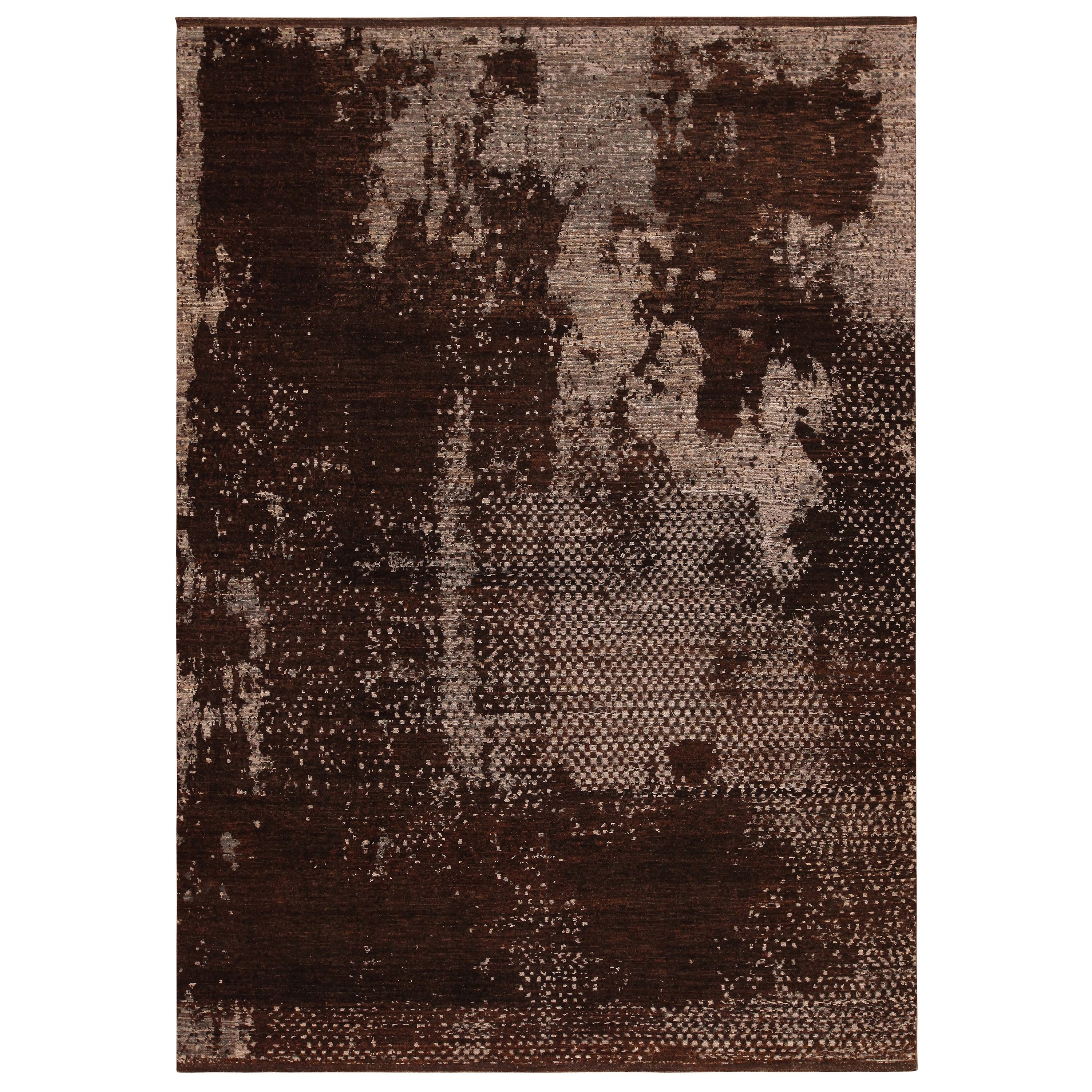 Tapis transitionnel moderne marron texturé de la collection Nazmiyal. 7 pieds 7 po. x 10 pieds 10 po.