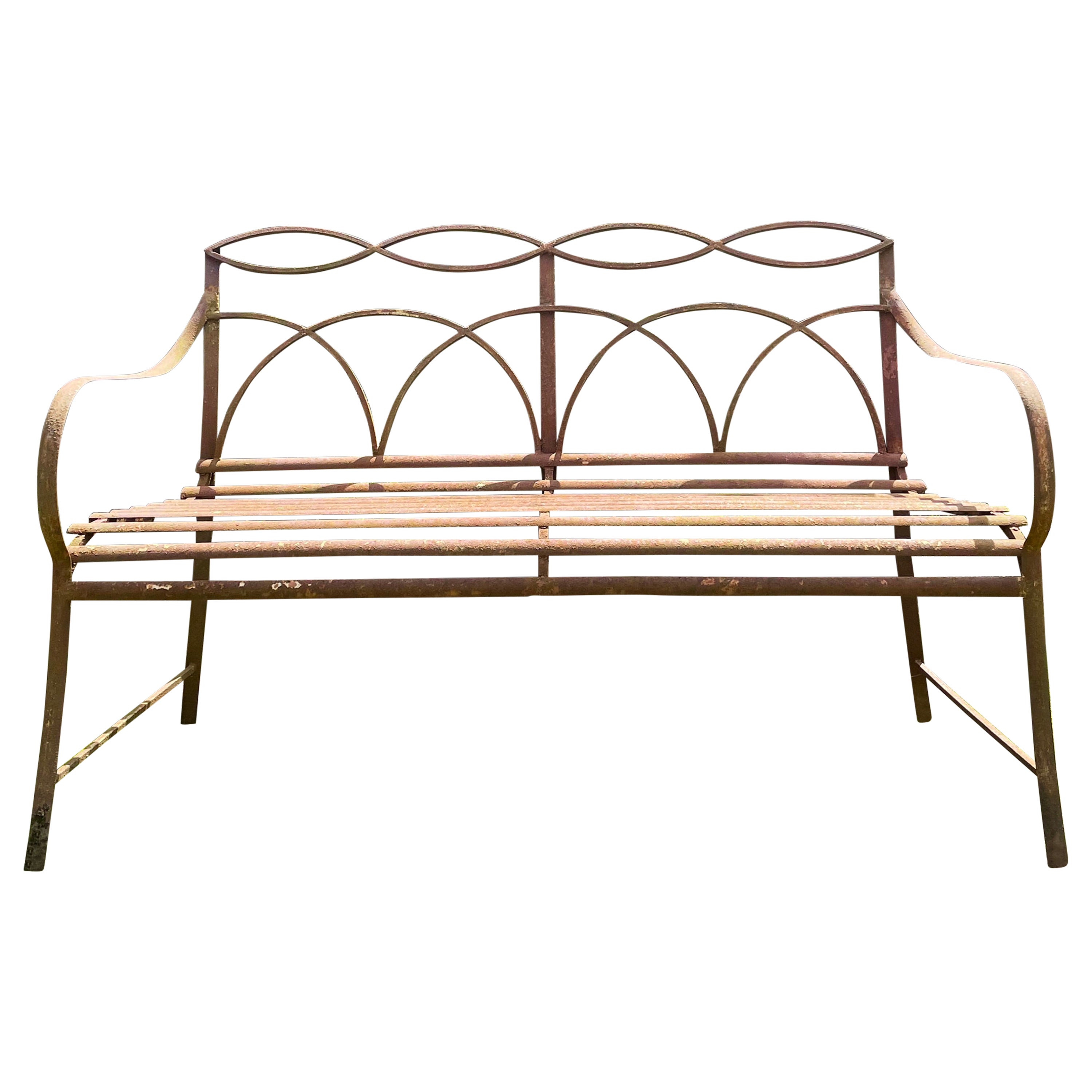 English Regency Wrought Iron Bench, CA 1820  For Sale