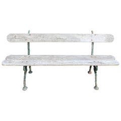 19th C French Cast Iron Faux Bois Bench