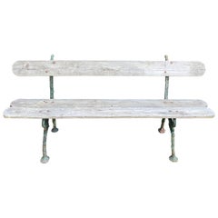 Antique 19th C French Cast Iron Faux Bois Bench