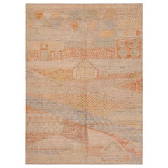 Nazmiyal Collection Rust Tones Modern Moroccan Rug. 5 ft 9 in x 7 ft 9 in