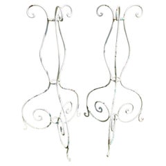 Pair Tall French 19th C Wrought Iron Plant Stands