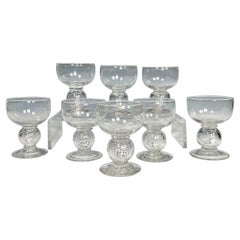 Set of 8 Stevens & Williams Blown Crystal Cocktail Glasses w/ Dice Connectors