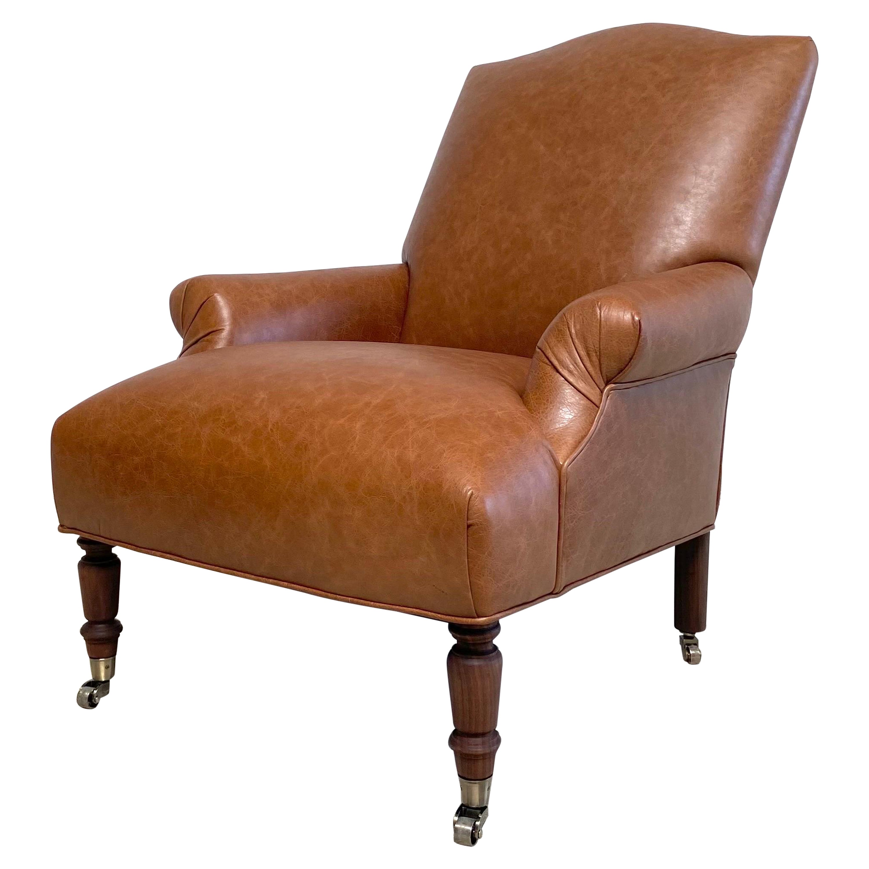 Vintage Inspired Napoleon Style Leather Chair For Sale