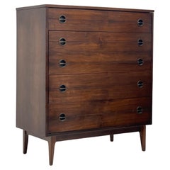 Vintage Mid-Century Modern Solid Walnut Dresser with Dovetailed Drawers