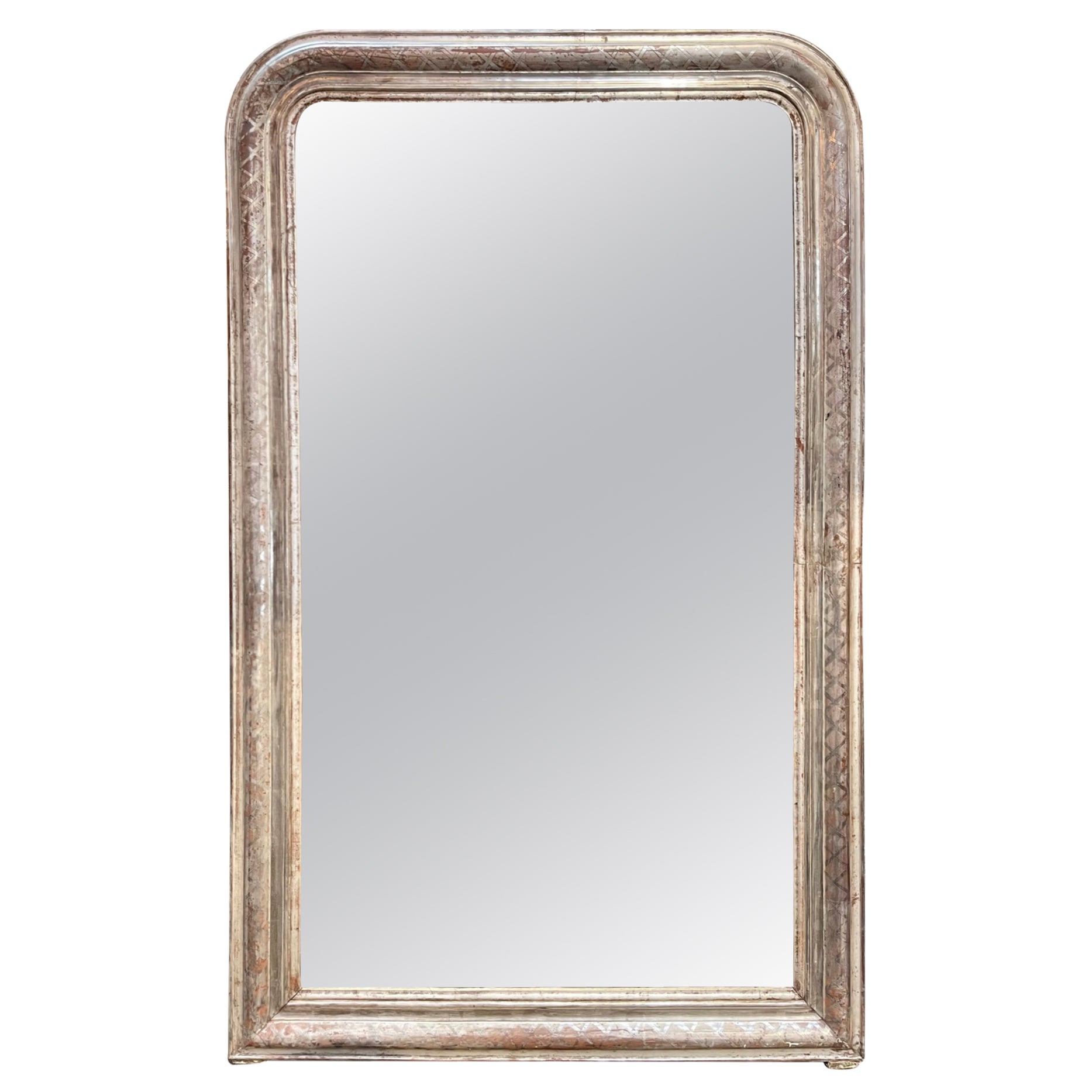 19th C French Louis Philippe Silver Leaf Mirror