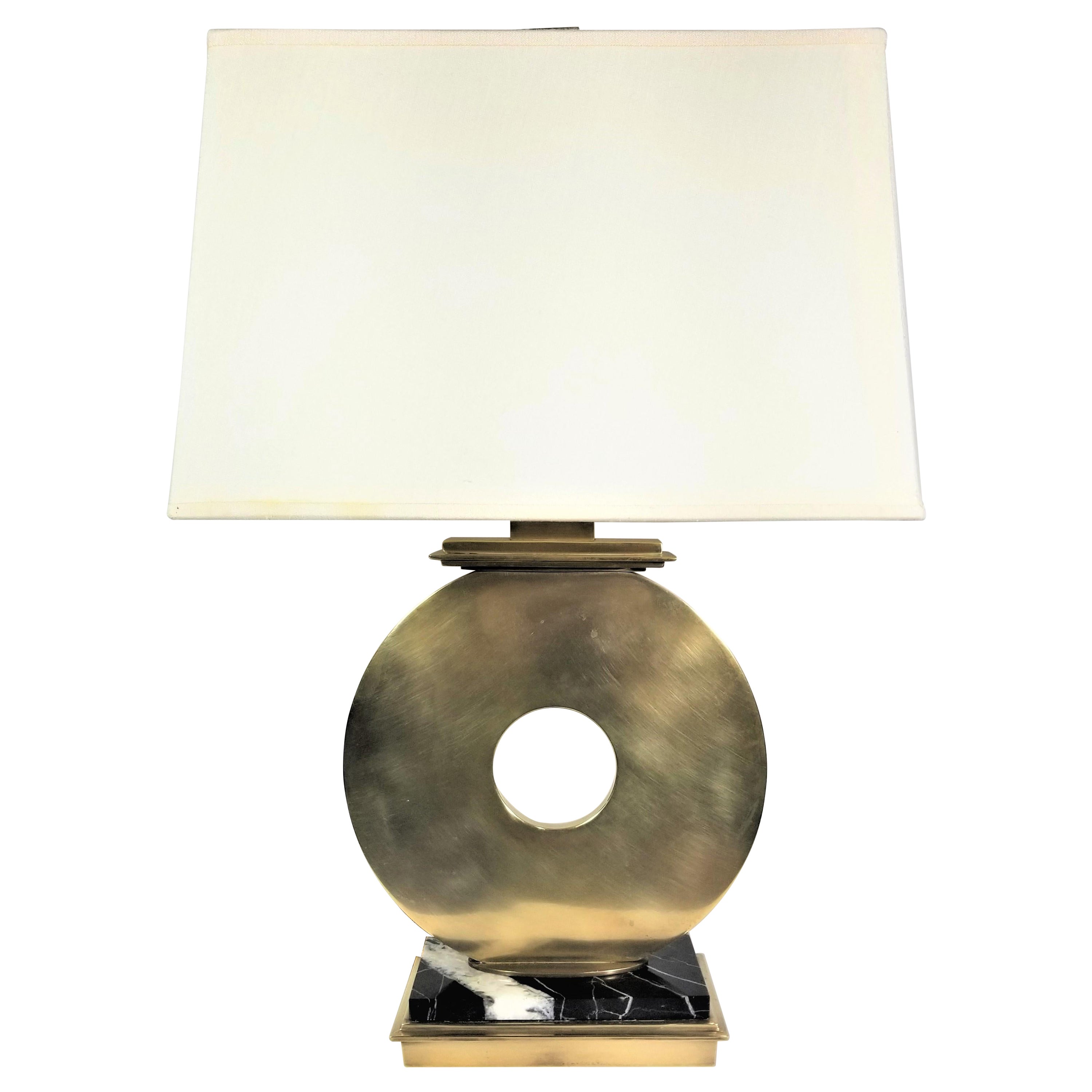 Robert Abbey Brass and Marble Table Lamp