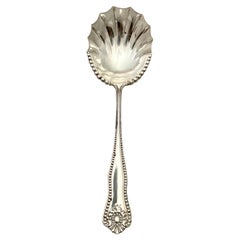 Antique Sterling Silver Scalloped Serving Spoon