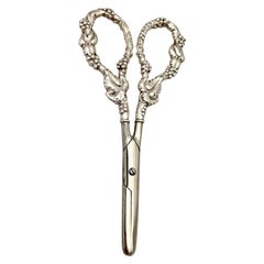 Early 20th Century Sterling Silver Repousse Grape Vine Scissors