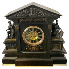 Extremely Large Antique Victorian Quality Marble and Bronze Mantle Clock