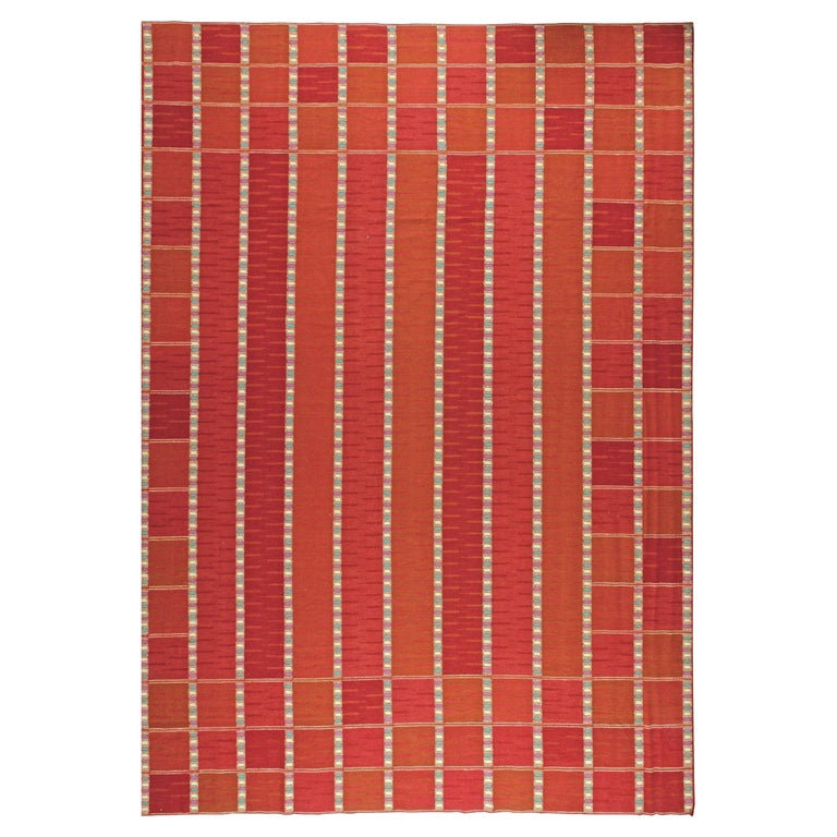 Modern Oversized Swedish Style Red FlatWeave Rug by Doris Leslie Blau For Sale at 1stDibs