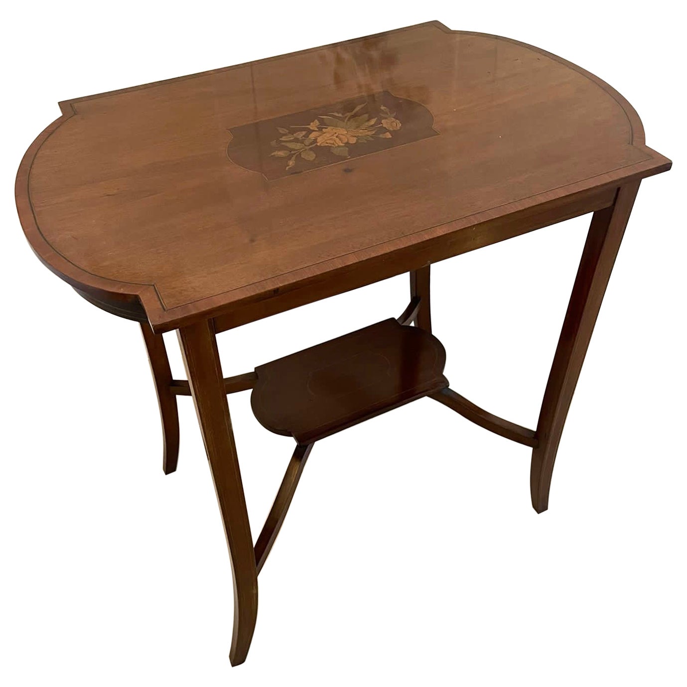 Antique Edwardian Quality Mahogany Inlaid Lamp Table