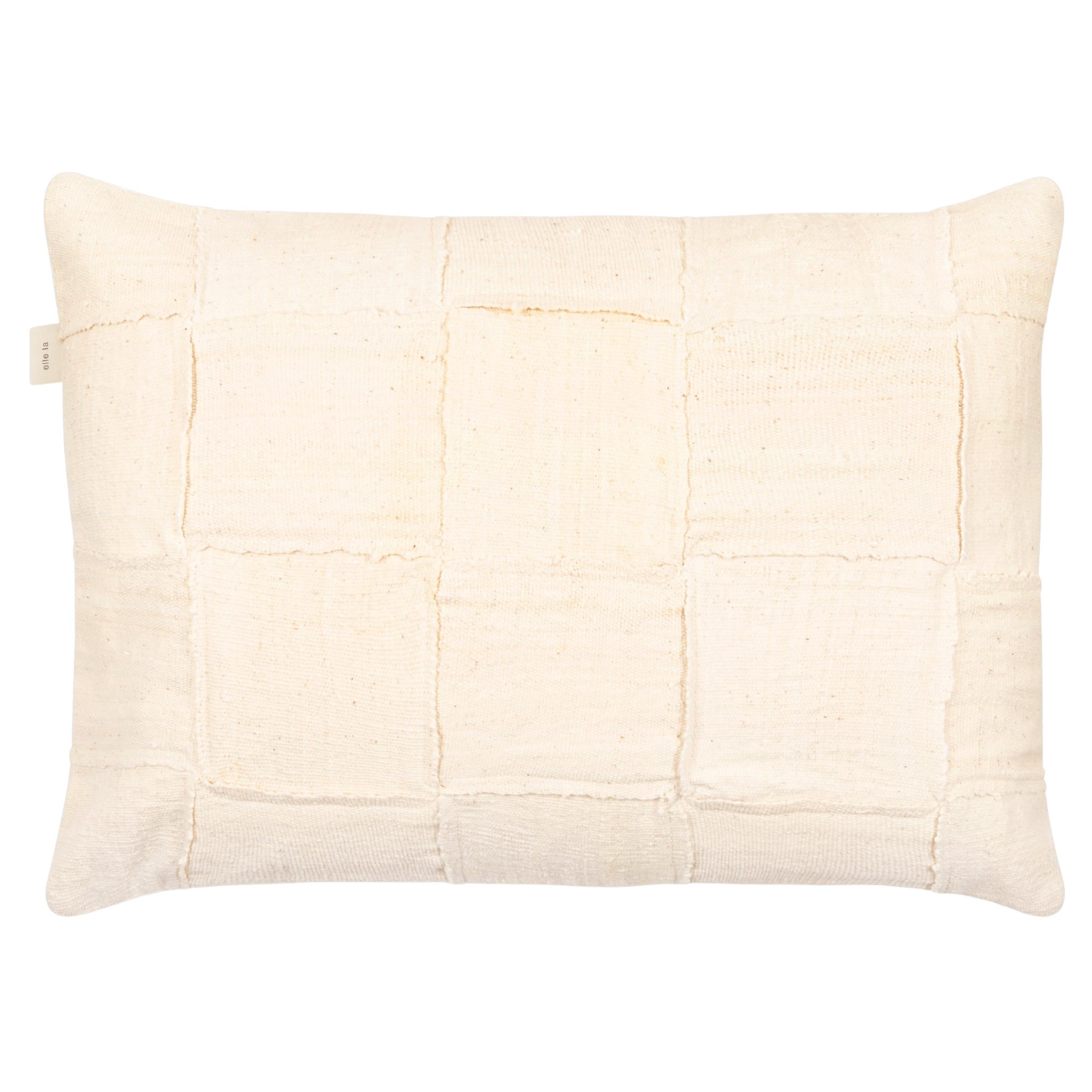White Organic Cushion Cover Handwoven in Mali For Sale