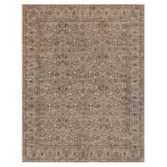 Antique Persian Tabriz Beige and Brown Rug