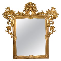 Antique Roccoco Style Mirror, Wood, 19th Century