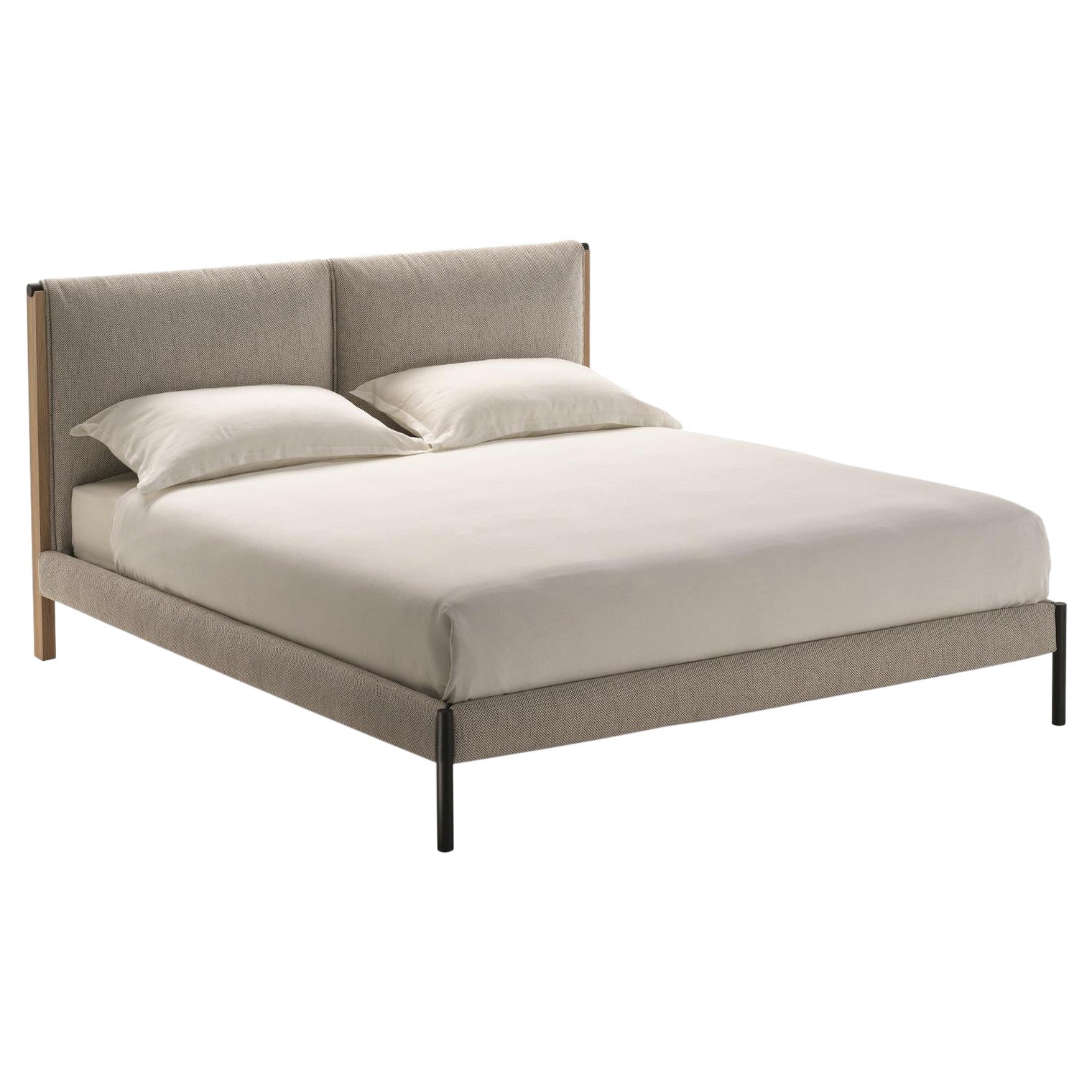 Zanotta Medium Ricordi Bed with Single Springing in Toce Upholstery For Sale