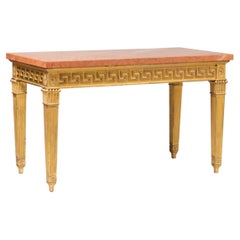 Table console de style George III en bois doré et marbre