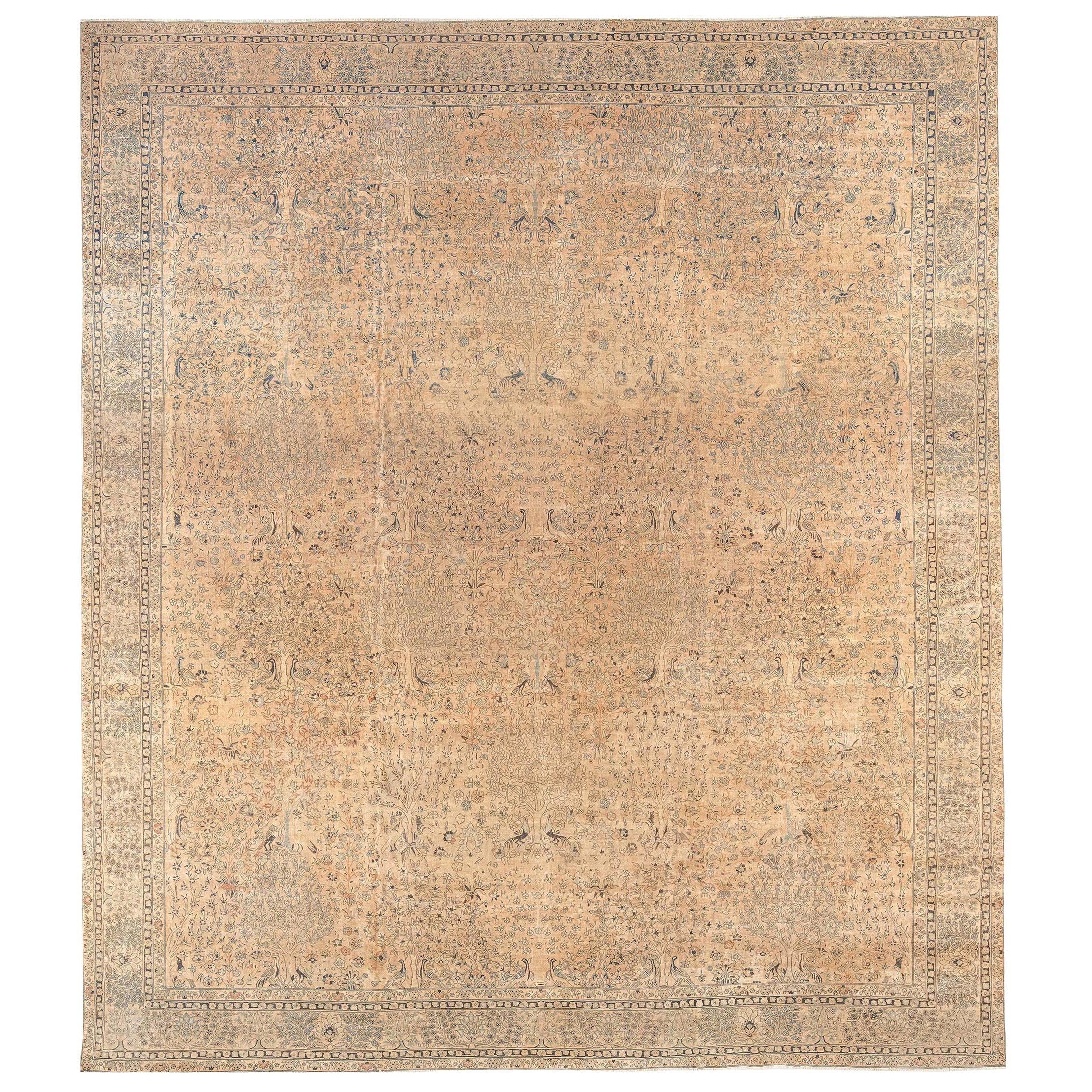 Antique North Indian Handmade Wool Rug For Sale