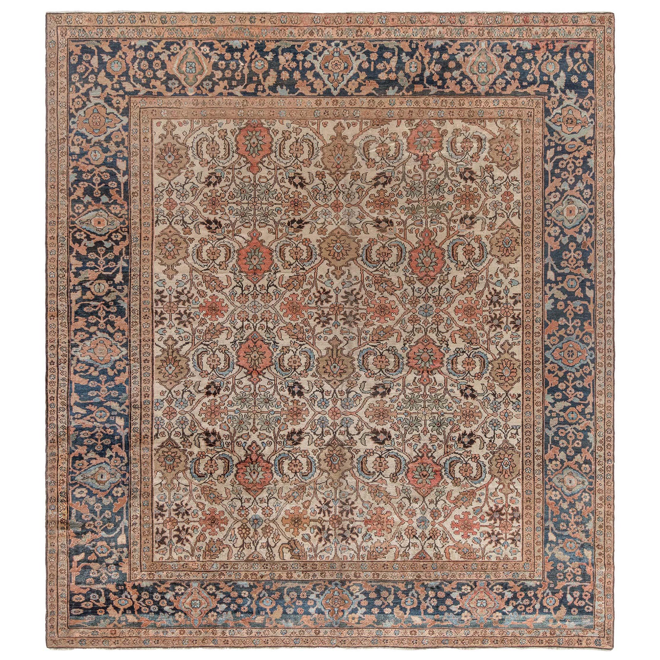 19th Century Persian Sultanabad Hand Knotted Rug For Sale