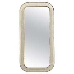 Italian Mid Century Modern Perforated Metal and Brass Frame Mirror, 1950s
