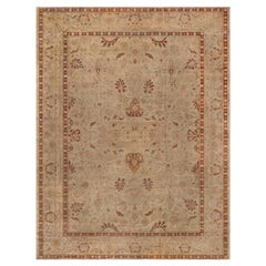 Antiker indischer Amritsar-Teppich aus handgefertigter Wolle in Beige