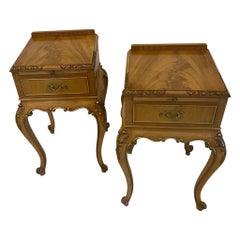 Pair of Antique Quality Figured Walnut Bedside Tables