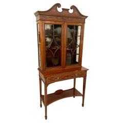 Quality Used Mahogany Inlaid Display Cabinet by Edwards & Roberts, London