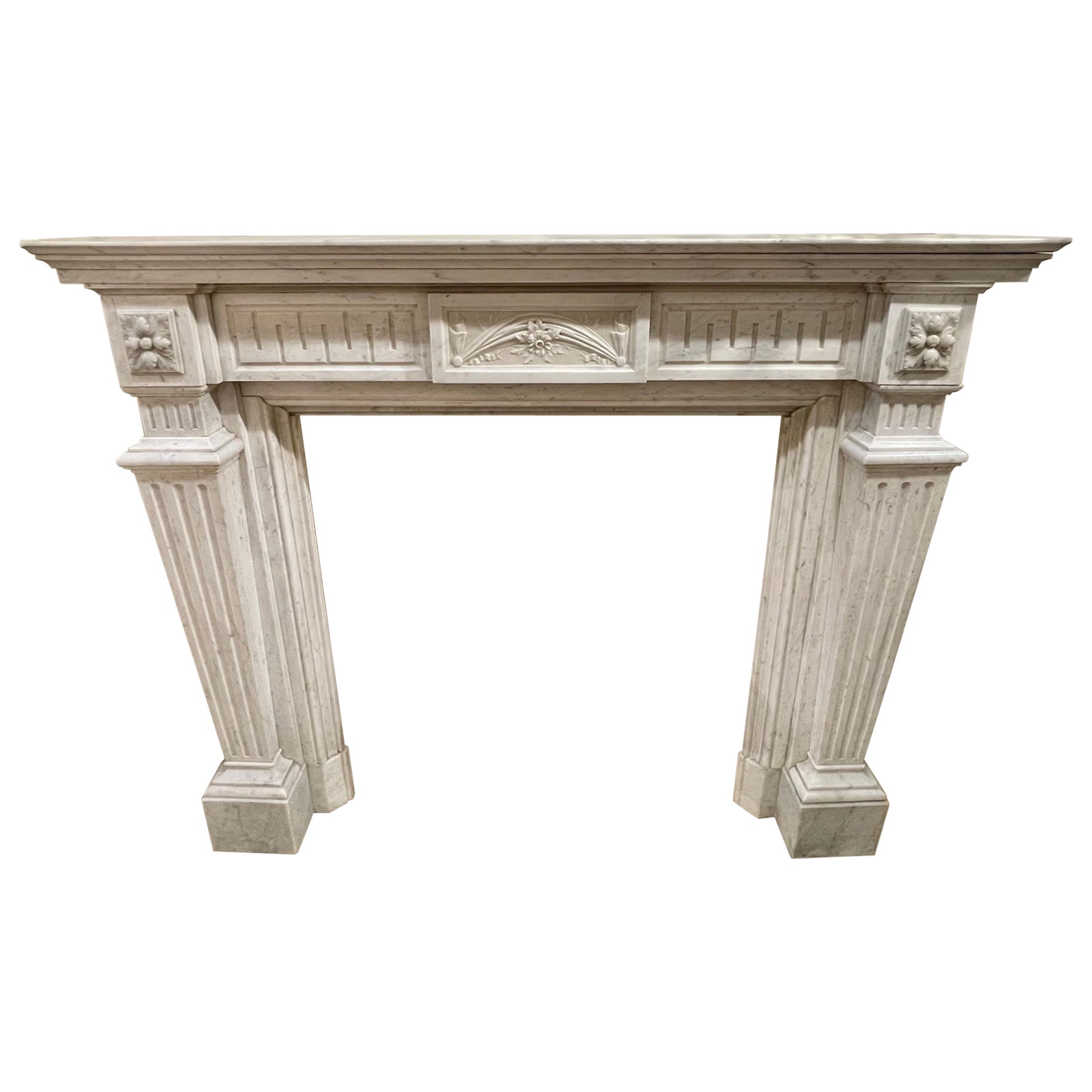 Large Scale 19th Century French Louis XVI Style Marble Mantel