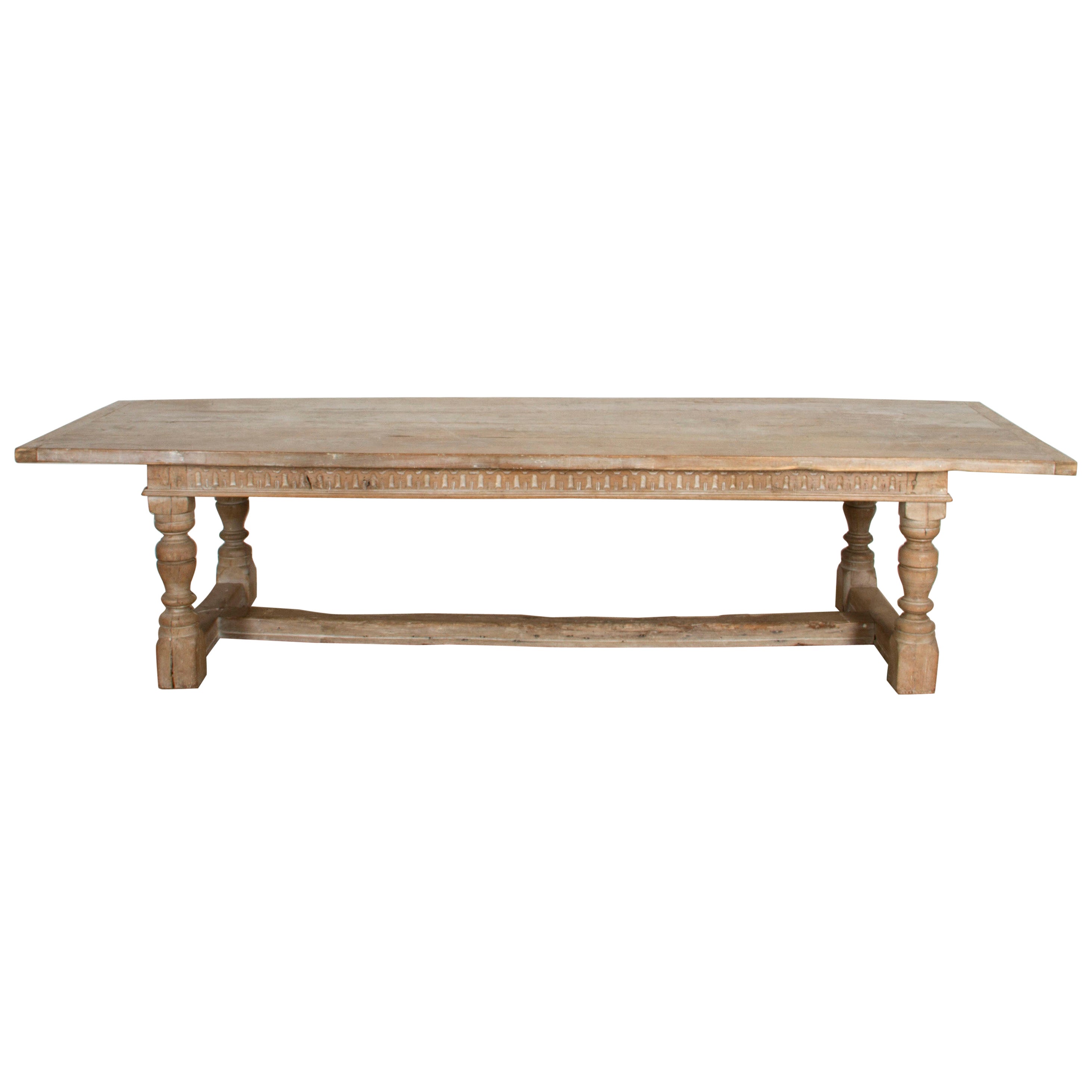 Large American Arts and Crafts Oak Trestle Table by L&JG Stickley at