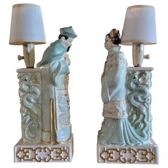 Chinese Nobility Figurative Ceramic Table Lamps