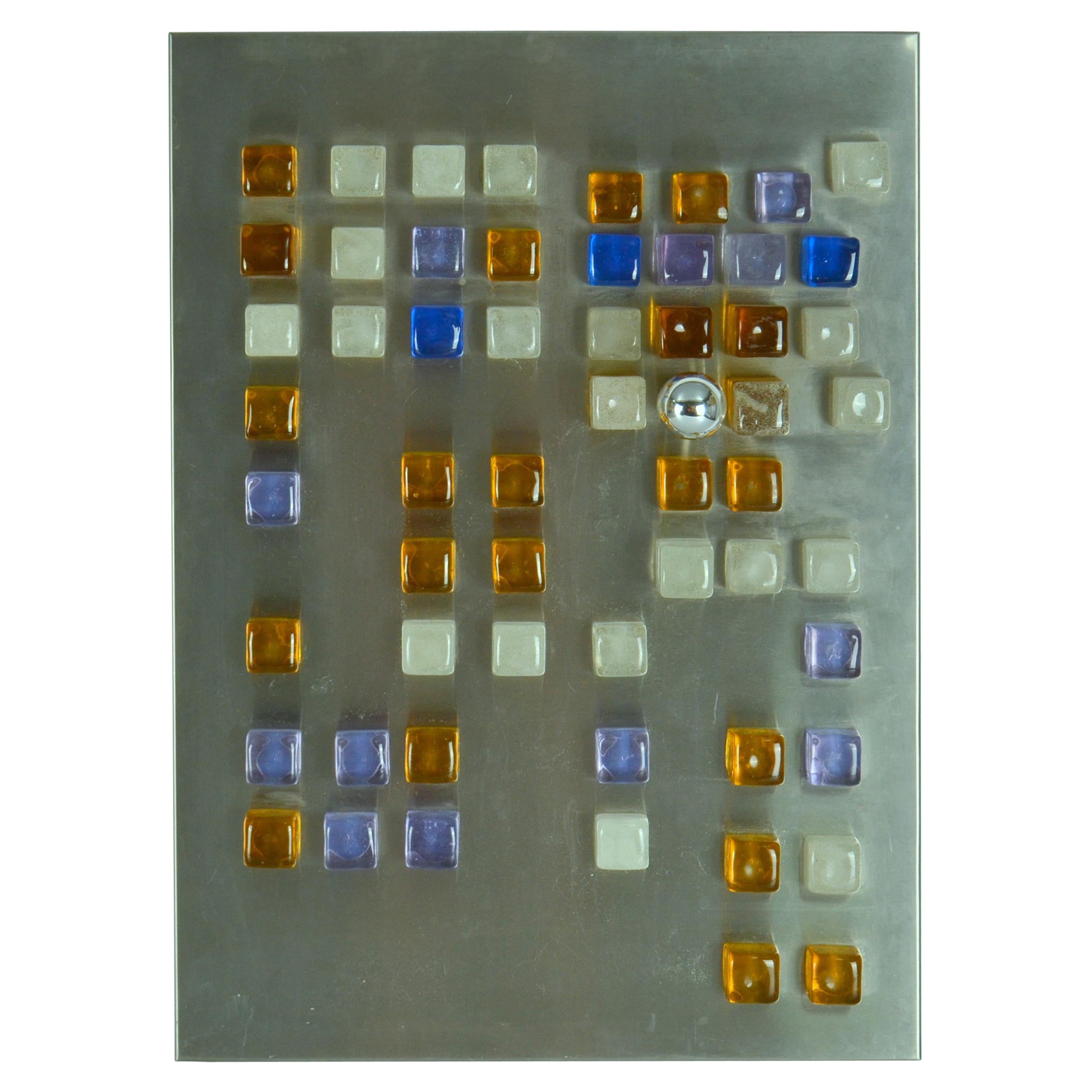 Poliarte-Wandleuchte, Wandleuchte aus Glaswürfeln auf Edelstahl von Albano Poli 