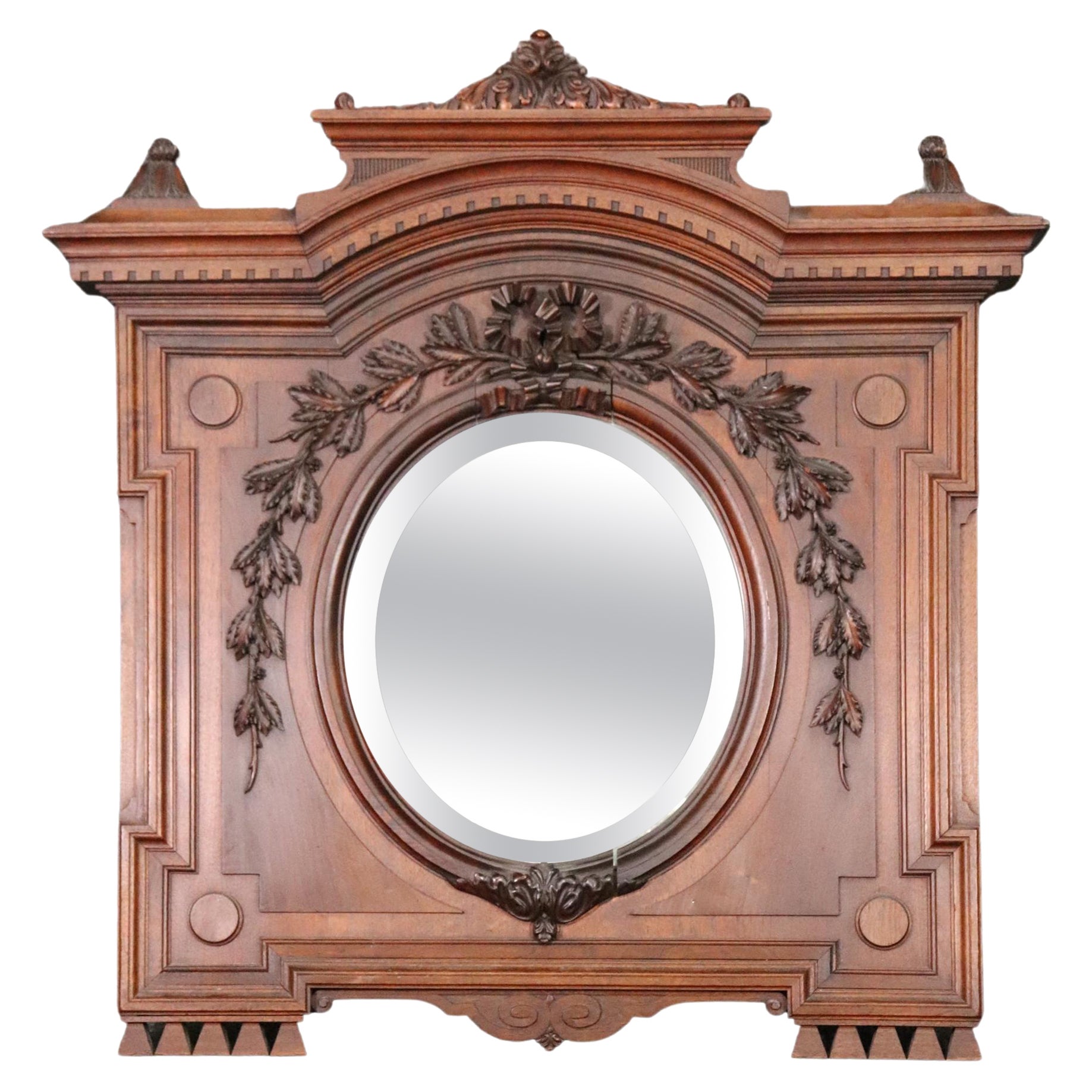 Fine carved Walnut French Louis XV Wall Mirror Circa 1890 For Sale