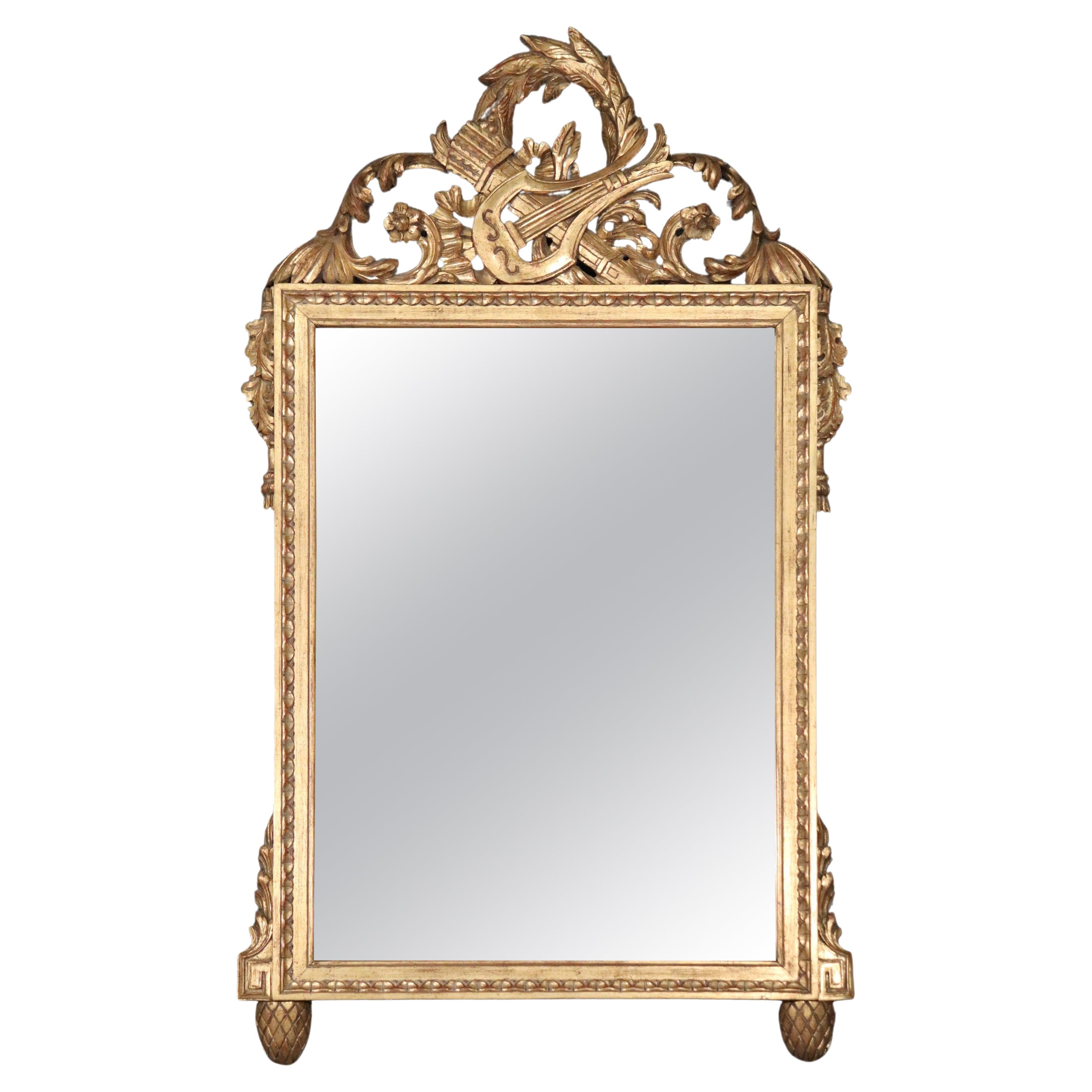 Fine Quality Gold Gilded French Harvest Wall Mirror Circa 1960s For Sale