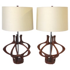 Modeline Danish Styled Walnut Table Lamps