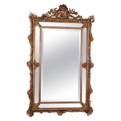 Fine Quality Gilded French Louis XV Carved French Mantle Buffet Wall Mirror