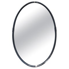 Chromed Oval Mirror in the Art Deco Style