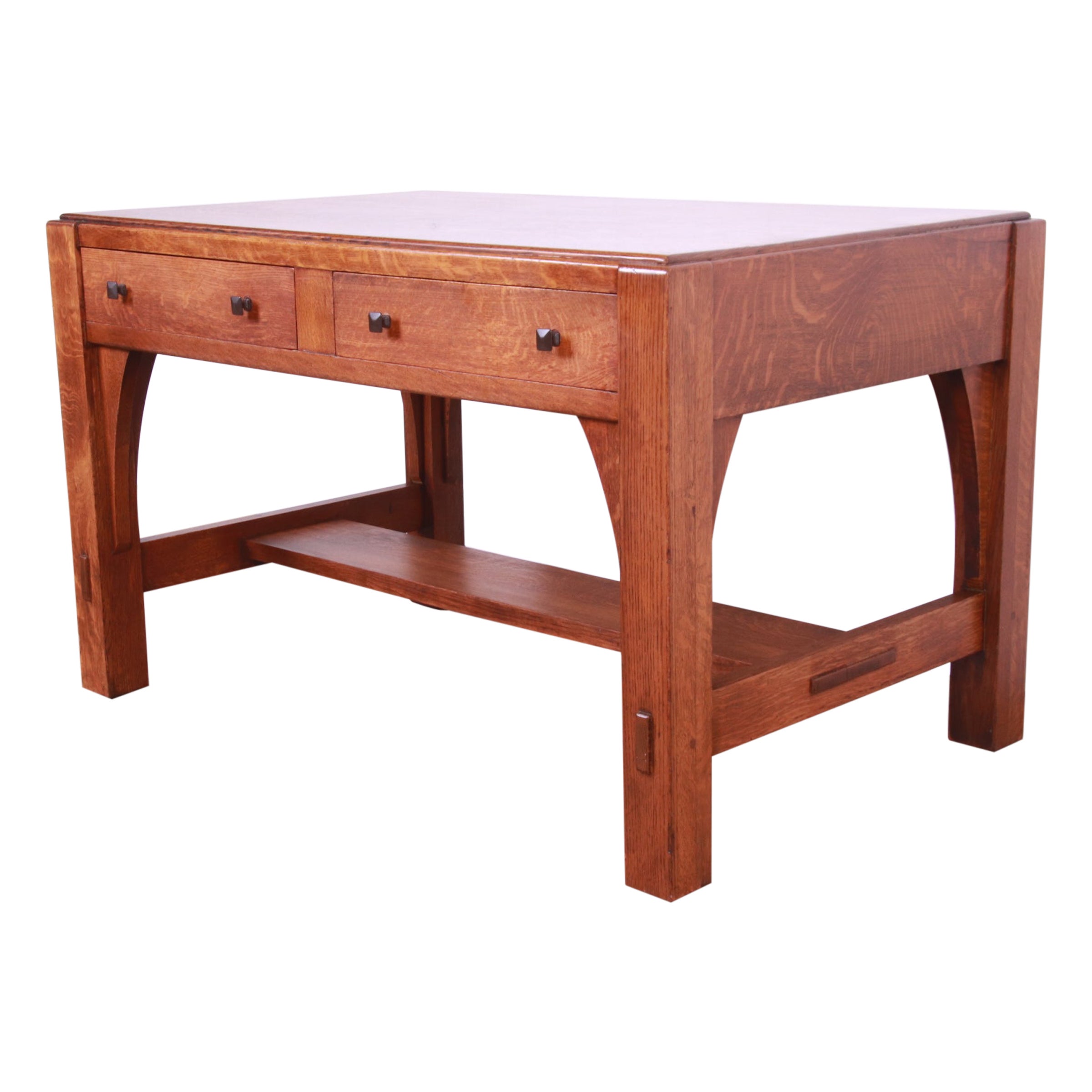 Limbert Mission Oak Arts & Crafts Desk or Library Table, Circa 1900